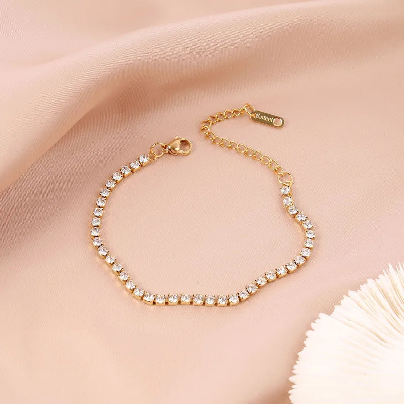 Anti Tarnish Waterproof Zircon White Stone Bracelet