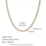 Anti Tarnish Zircon Stone Necklace -18k Gold Plated