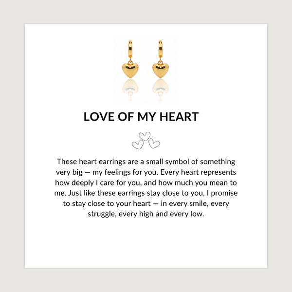 Love of Heart Earrings - 18K Gold Plated Waterproof Anti Tarnish Earrings