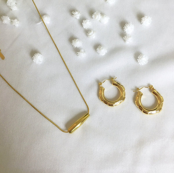 Combo Set With Casual Earring and Necklace - 18K Gold