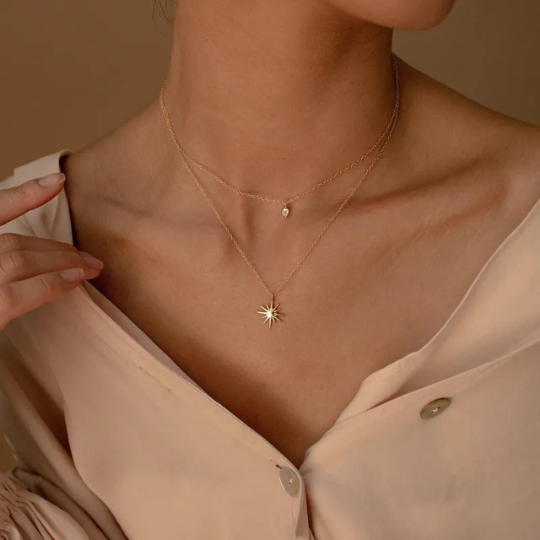 Shiny Star Layered Necklace | 18K Waterproof Plating