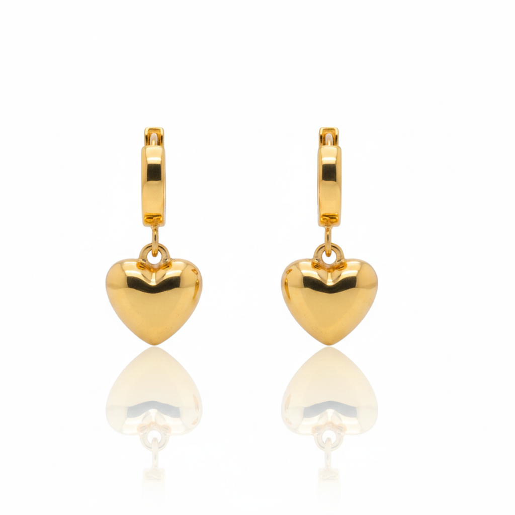 Danglers Heart Earrings - 18K Gold Plated