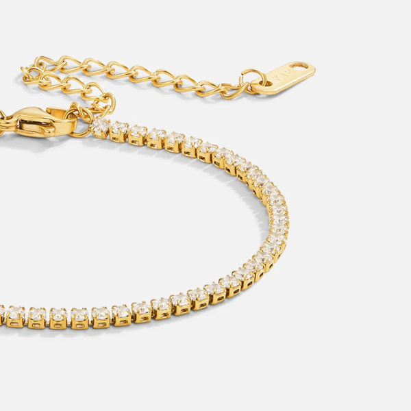 18k Gold-plated Anti Tarnish Stainless Zircon White Stone Bracelet | Perfect for Gifting & Waterproof Jewellery