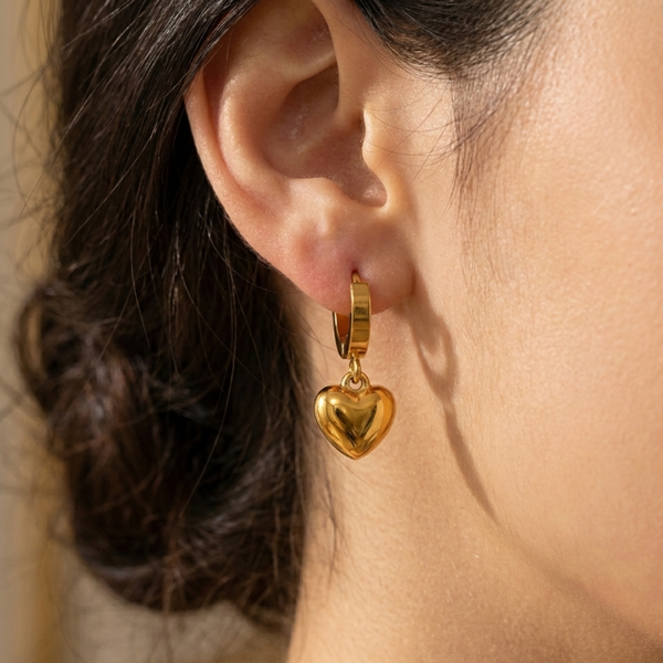 Danglers Heart Earrings - 18K Gold Plated